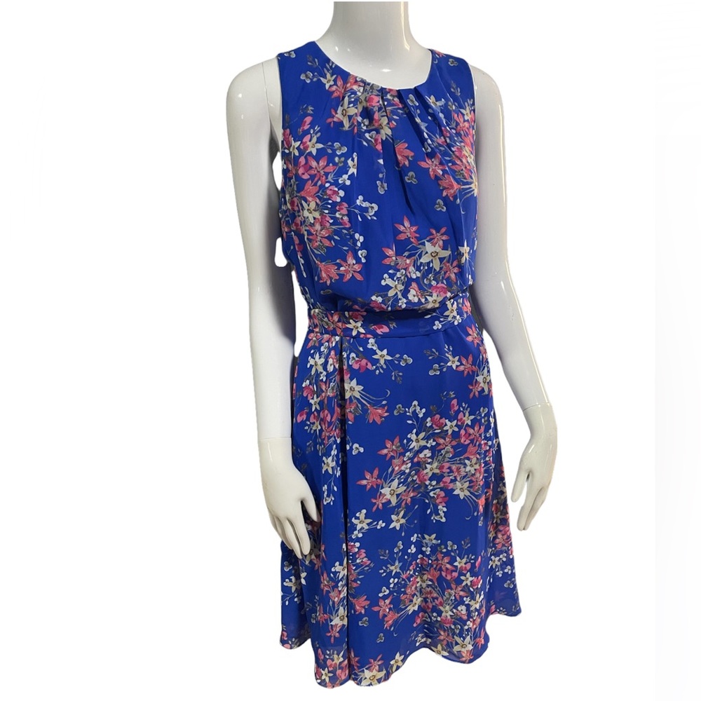 JH NWT Sleeveless Floral Blue Dress Size:16p